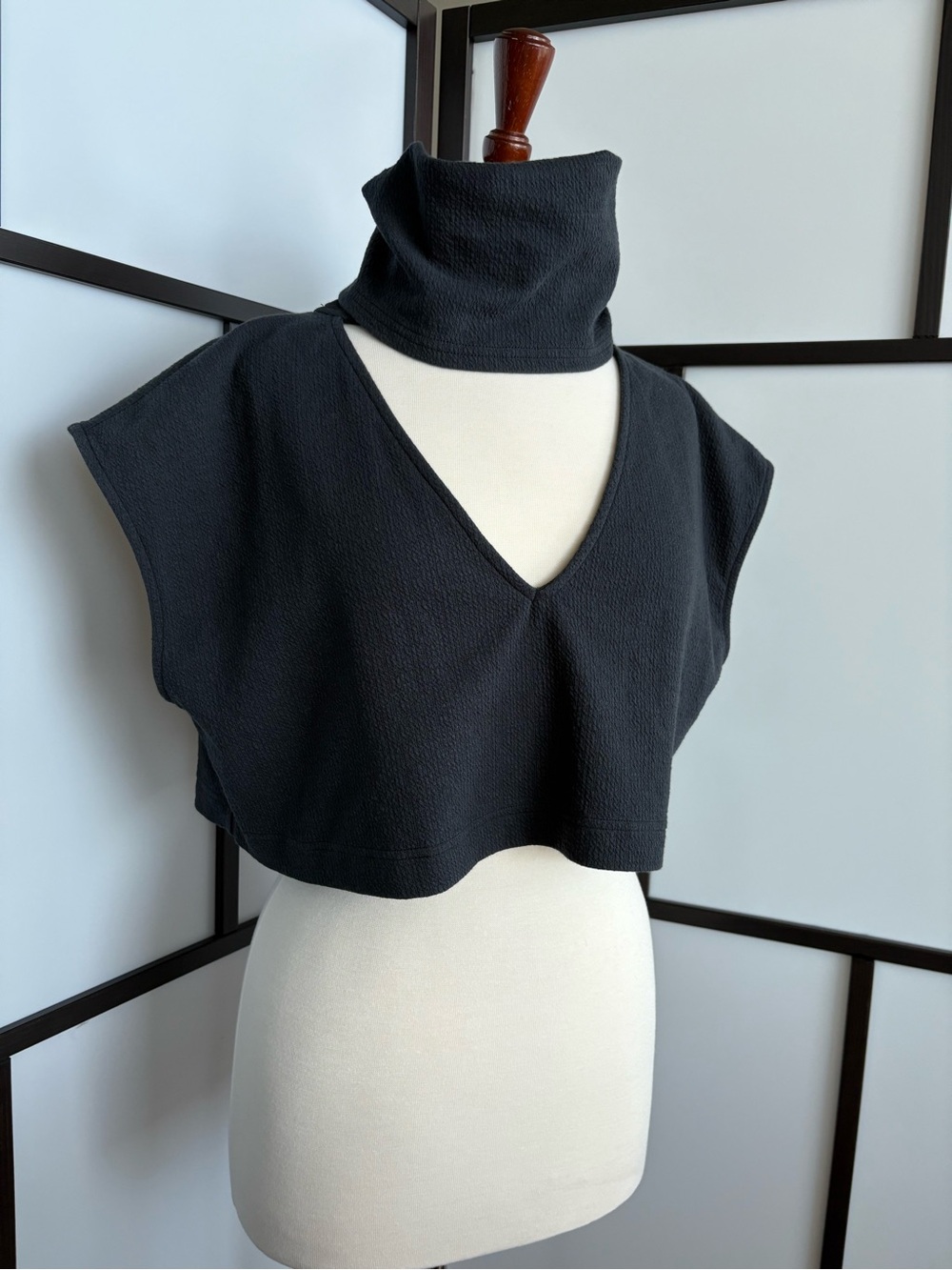 Free People Black Cropped Cowl Neck Top | XS